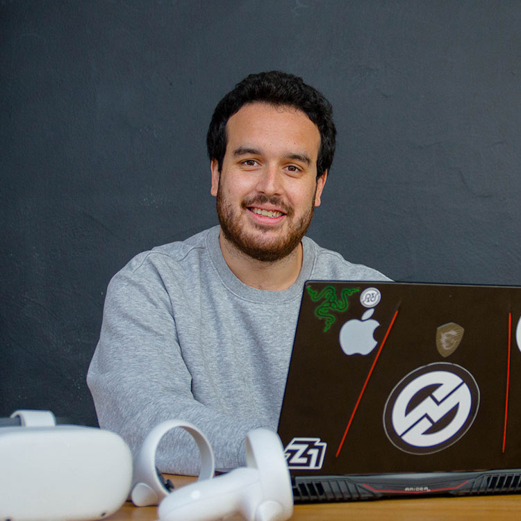 David working at his laptop